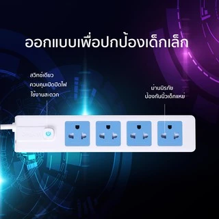 🔌BEEKNN 2-6ช่อง ปลั๊กไฟ🔌 มอก.กันไฟสองชั้น ปลั๊กพ่วง 3เมตร 5เมตร ปลั๊ก 10A2300W รางปลั๊ก ทองแดง100%