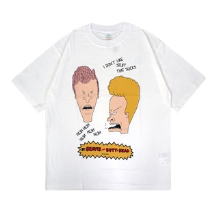 เสื้อยืดโอเวอร์ไซส์เสื้อยืด Mcf BEAVIS AND  สีขาวS-3XL