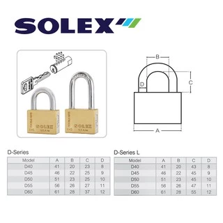 SOLEX กุญแจคล้อง รุ่น D-Series ( Double Key Padlock )