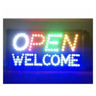 ป้ายไฟLED OPEN WELCOME รุ่น YW-26ขนาด50*26 ซม. อักษร ตกแต่งหน้าร้าน LED SIGN ข้อความ