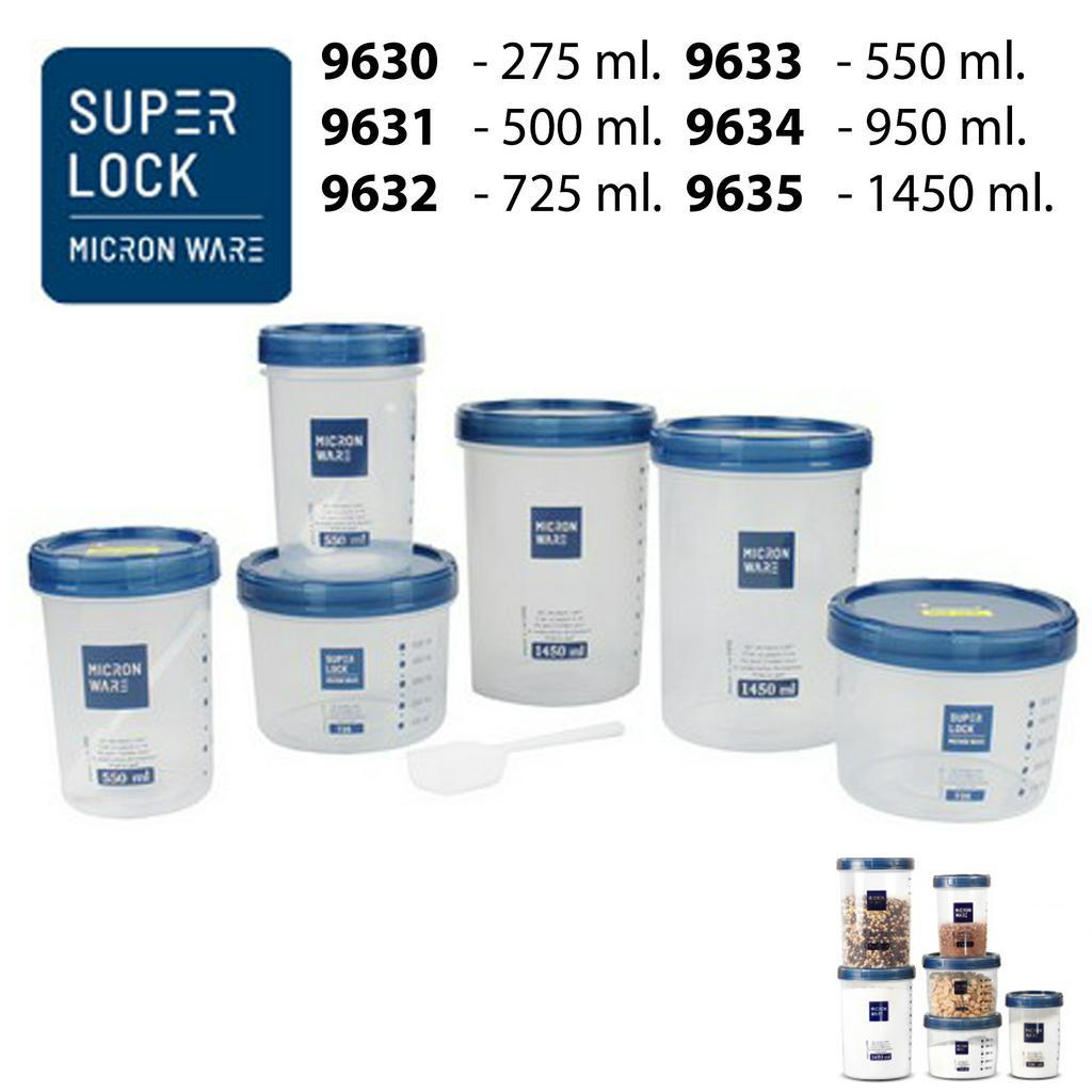 Micronware รุ่น 9630 ,9631 ,9632 ,9633 ,9634 ,9635 ขวดโหล ความจุ 275 - 1,450 มล. ฝาน้ำเงิน BPA FREE