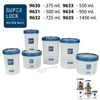 Micronware รุ่น 9630 ,9631 ,9632 ,9633 ,9634 ,9635 ขวดโหล ความจุ 275 - 1,450 มล. ฝาน้ำเงิน BPA FREE