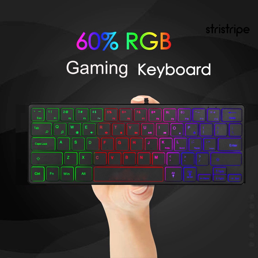 (Str) คีย์บอร์ดเล่นเกม แบบใช้สาย RGB เรืองแสง 64 คีย์ USB สําหรับแล็ปท็ ...