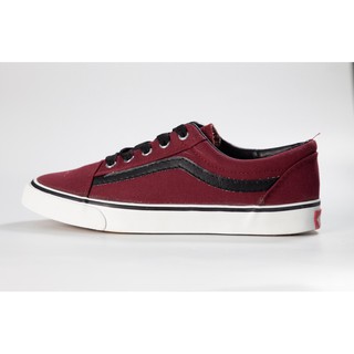 รรองเท้าทรง VANS รองเท้าผ้าใบ รองเท้าทรง แวน รุ่น V-7 สีเลือดหมู Mashare