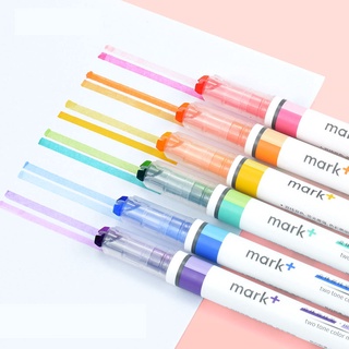 ▶พร้อมส่ง◀Mark+ ปากกาเน้นข้อความ สีพาสเทล 2 หัว 2 สี 2 แบบ ใ…