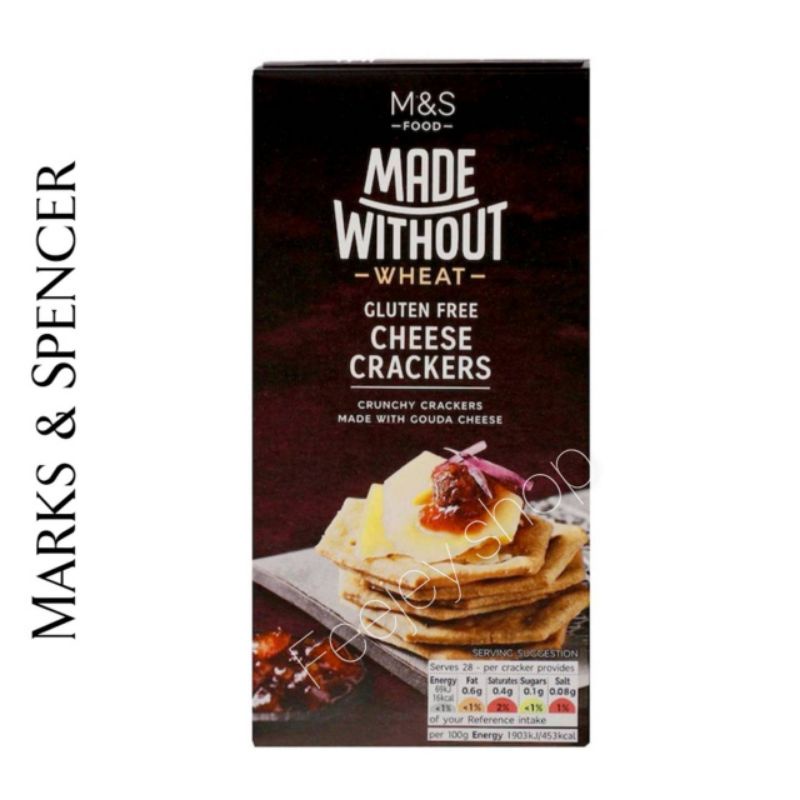 m&s made without wheat gluten free cheese crackers 100g.🧀🧀ขนมปังกรอบ กลิ่นชีส(gluten free)