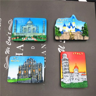 สติกเกอร์แม่เหล็ก 3D ลาย India Taj Mahal Macao Sanba สําหรับติดตู้เย็น