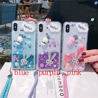 Cartoon กระต่ายน่ารัก OPPO A78 5G A93 A31 A91 A5 A9 A12 2020 Realme C17 7i 5 5i 5s 5Pro 6i 3Pro XT X2 Pro C3 C11 C12 C15 เคสมือถือ Quicksand liquid Soft TPU Case เคสป้องกัน