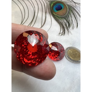 Cz 30x30mm Red Orange 216 carats