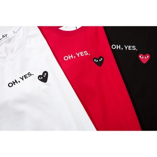 มาใหม่พร้อมสต็อกต้นฉบับใหม่ COMME des Garcons CDG เล่นผ้าฝ้ายแท้เย็บปักถักร้อยแขนสั้นเสื้อยืดนุ่มสบายที่เดินทางมาพักผ่อน