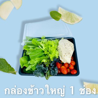 (20 ชุด) กล่องข้าวถาดดำ+ฝาใส 1 ช่อง ความจุ 900 ml.