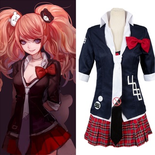 ใหม่ล่าสุด Danganronpa Enoshima Junko ชุดคอสเพลย์ ชุดยูนิฟอร์มนักเรียน ชุดแฟนซี