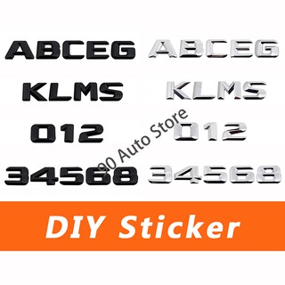 Modified Digital Alphabet Black and Silver 1 2 3 4 5 6 8 A B C E G K L M S DIY Metal Car Sticker for Mercedes Benz A200 A220 A250 A260 Auto 3D Letter Number Trunk Emblem Badge Decal Accessories