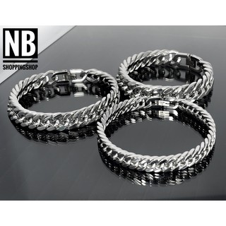 S-220 ขายถูก สร้อยข้อมือสแตนเลสแท้ ขนาด8mm10mm12mm สร้อยข้อมือสแตนเลส เลสข้อมือ สแตนเลส316L งานเกรดพรีเมี่ยมตะขอเข้ารูป