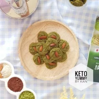 คุกกี้อัลมอนต์ รสมัทฉะ คีโต โลว์คาร์บ ไร้แป้ง KETO Cookies เบาหวาน,เด็กแพ้กลูเตน ทานได้