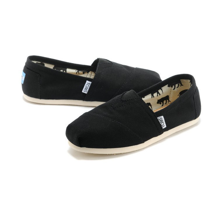 TOMS รองเท้าผ้าใบลําลอง ส้นแบน สีดํา สไตล์คลาสสิก สําหรับผู้ชาย ผู้หญิง ไซซ์ 35-45