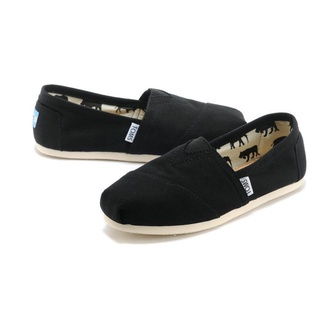 ของแท้ 100% TOMS รองเท้าผ้าใบลําลอง ส้นแบน สีดํา สไตล์คลาสสิก สําหรับผู้ชาย ผู้หญิง ไซซ์ 35-45