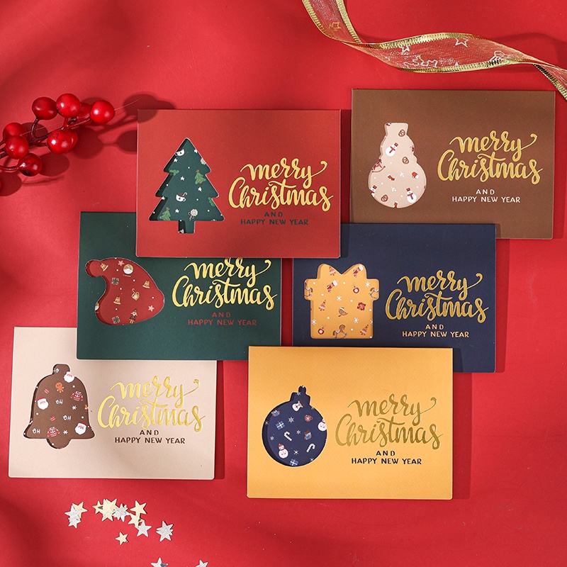 การ์ดอวยพร Merry Christmas แบบกลวง 6 ชิ้น