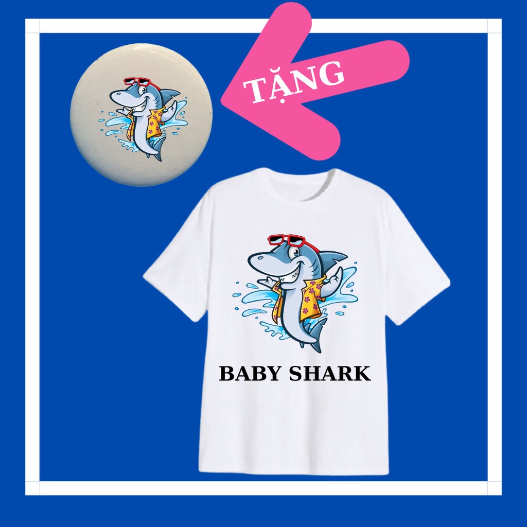เสื้อยืด Baby Shark สําหรับเด็กชายและเด็กหญิง ทุกสี ทุกขนาด ตั้งแต่ 10kg ถึง 90kg.