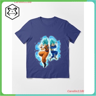 New Goku And Vegeta Essential T-Shirt เสื้อยืดพิมพ์ลายการ์ตูนมังงะ ดผ้าเด้ง คอกลม cotton แฟชั่น discount Unisex