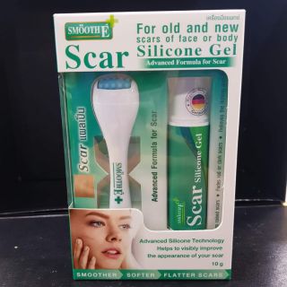 Smooth E scar silicon gel 10g.+scar roller/smooth E silicone gel 10g. เจลสำหรับทารอยแผลเป็น