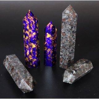 1 Piece Yooperlite UV-Reactive Tower Point Obelisk, Gray Black Orange, Blacklight, Crystal Tower, Crystal  Decoration