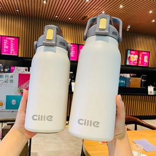 โปรแรง🔥 Cille แท้งค์1.7L/60oz 1.3L /45.8ozแท้งค์เก็บอุณหภูมิ สแตนเลส304 มีหูหิ้ว แบบหลอดดูด มี 5สี