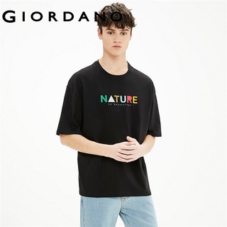 HH Giordano ผู้ชายเสื้อยืดพิมพ์เสื้อยืดกราฟิกหลวมออกแบบลดลง-ไหล่ Crewneck แขนสั้นเสื้อยืด01091386 คอกลมเสื้อยืด