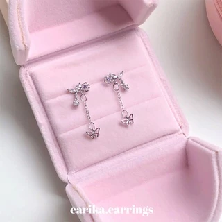earika.earrings - butterfly kisses collection ต่างหูผีเสื้อห้อยประดับเพชรก้านเงินแท้ชุบทองคำขาว/ทอง ผิวแพ้ง่ายใส่ได้