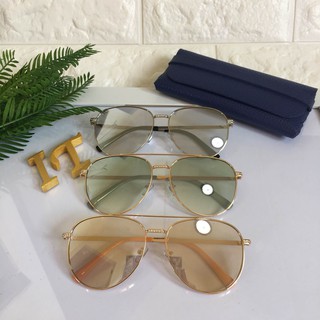 Eyewear_by.tm แว่นกันแดด ทรง Aviator ใหญ่  ไม่มีรุ่น เลนส์ ปรอท บาง  สีเงิน เขียว ส้มอ่อน