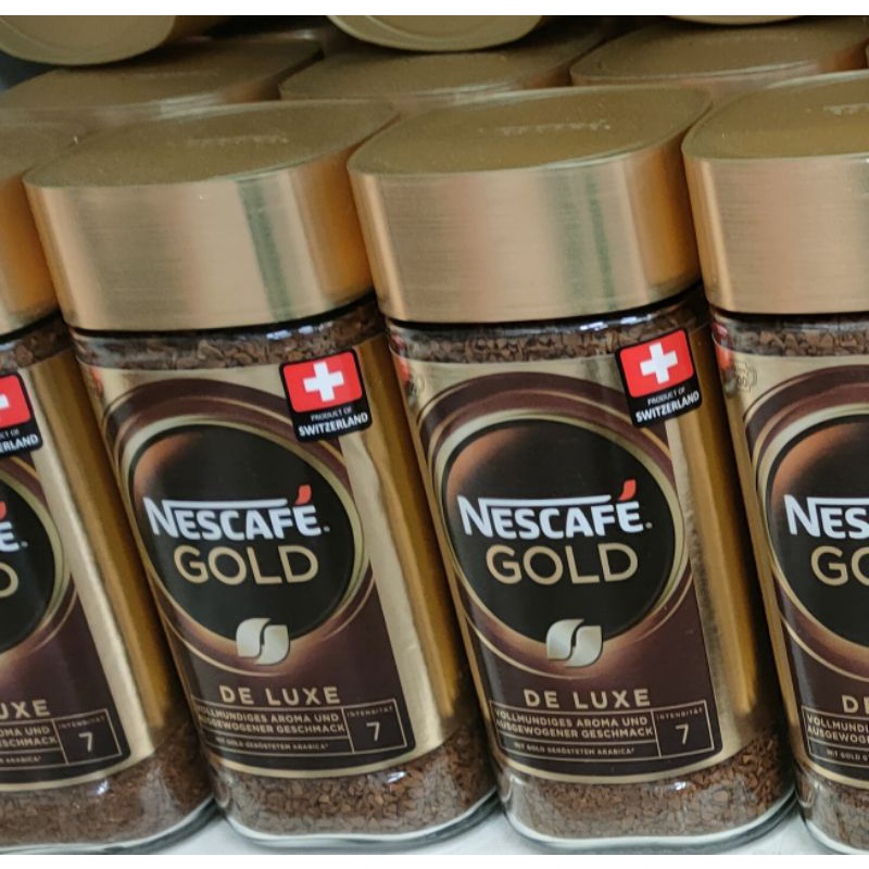 เนสกาแฟโกลด์เดอ ลุค NESCAFE GOLD DE LUXE สวิตเซอร์แลนด์ ขวดแก้ว 200 กรัม พร้อมส่ง