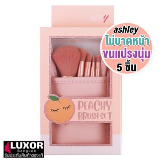 แอชลี่ย์ ชุดแปรงแต่งหน้า เซต 5ชิ้น พร้อมซองเก็บ AA192 Ashley Peachy Brush Set