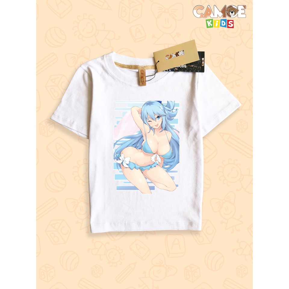 KIDS Anime Konosuba Aqua ชุดว่ายน้ํา Lewd ฤดูร้อนเสื้อยืด