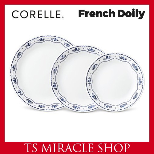 Corelle French Doily Tableware จานกลม ชุด 3P(เล็ก,กลาง,ใหญ่) / ภาชนะใส่อาหาร / สินค้ายอดนิยม