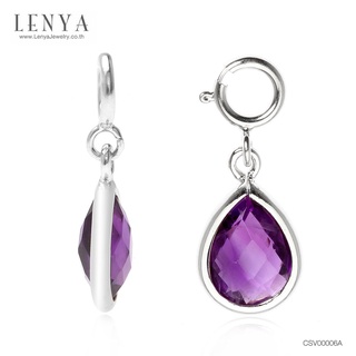 Lenya Jewelry เครื่องประดับ Charm ตัวเรือนเงินแท้ 925 ประดับด้วยพลอยทรงหยดน้ำเล็กๆน่ารัก สีม่วง อเมทิสต์ (Amethyst)