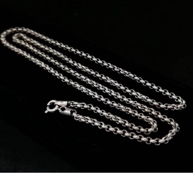 ความหนา 3 มม. 925 เงินแท้ Oxidize ZhenZhu สร้อยคอ L50 ซม., 55 ซม.925 复古珠项链.