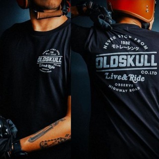 เสื้อยืด Oldskull สไตล์ไบค์เกอร์Size S-5XL