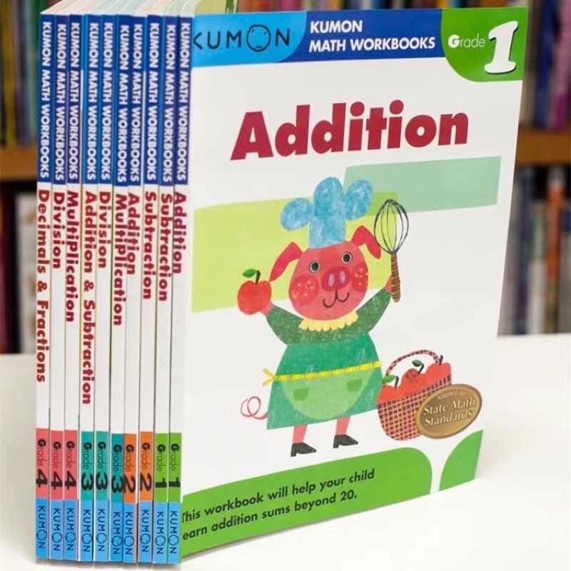 KUMON Math Workbooks For Grade1 - Grade4 ,English Version