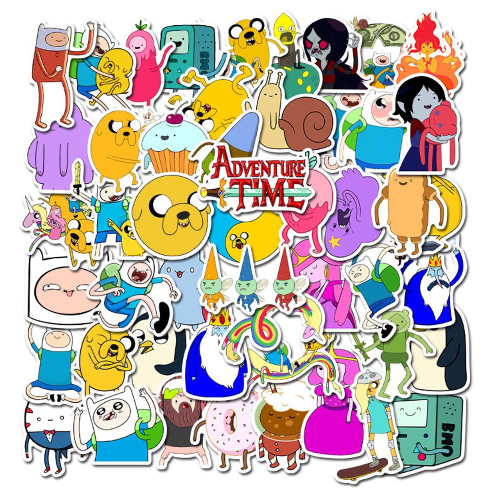 [พร้อมส่ง] สติ๊กเกอร์ 49 ชิ้น Adventure Time PVC กันน้ำ เคลือบด้าน ติดกระเป๋า โน๊ตบุ๊ค เกรดพรีเมี่ยม