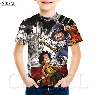 CLOOCL Anime One PIece Childrens Round Neck T-Shirts 3D Print Cute T-Shirts