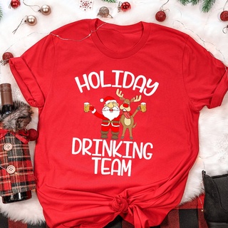 TT-Holiday Team Women Christmas Deer Santa T-shirt Men Graphic Tees Family Friends Xmas Festival Party Gift top