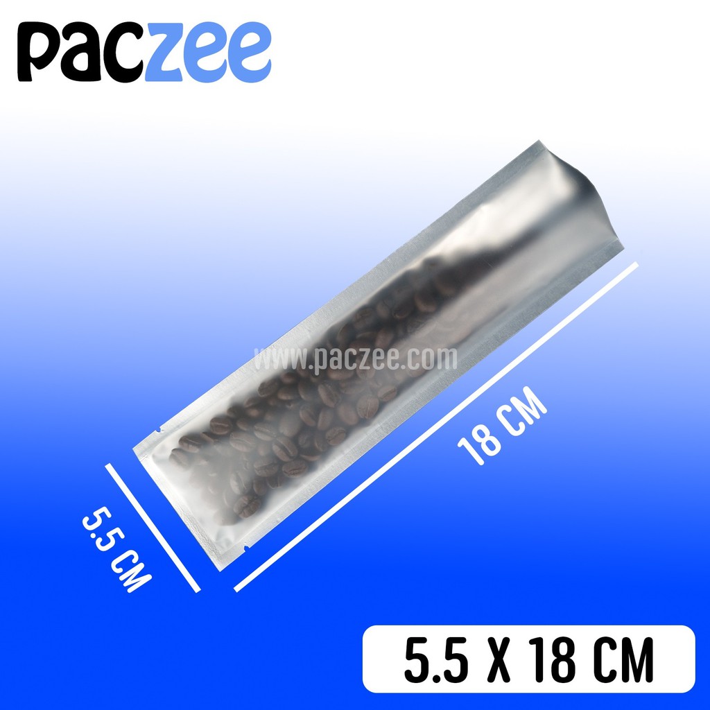 ซองซีล 3 ด้าน ซองฟอยด์ หน้าขุ่นหลังทึบ ทรงยาว ขนาด 5.5x18 cm (100 ใบ/แพค)-Paczee