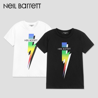 Neil BARRETT ใหม่ เสื้อยืดแขนสั้น พิมพ์ลายโลโก้สายฟ้า แฟชั่นฤดูร้อน