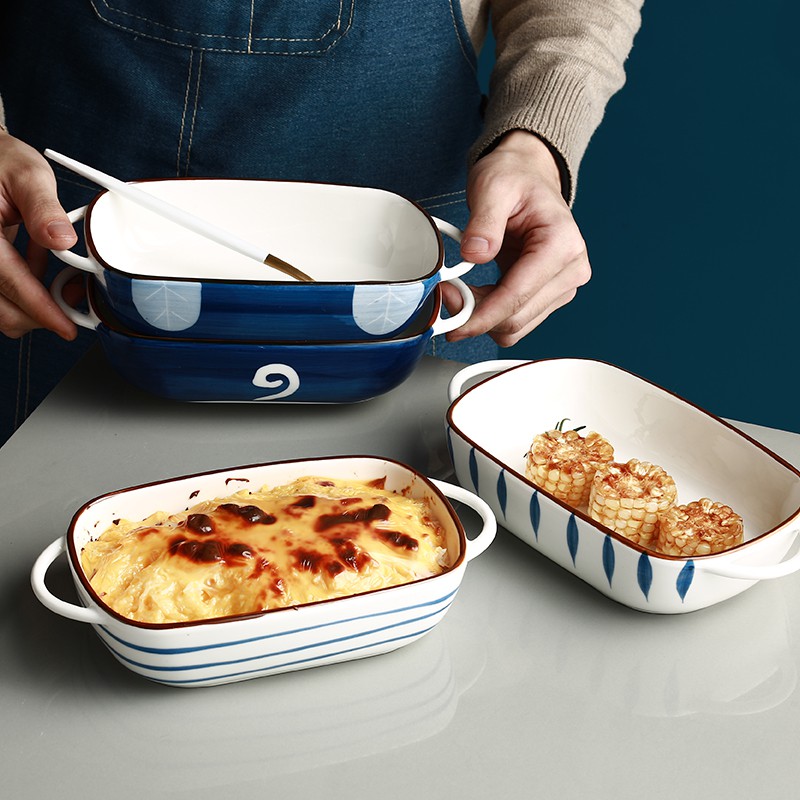 Shimotoya Japanese Binaural Baking Pan Ceramic Special Plate Oven