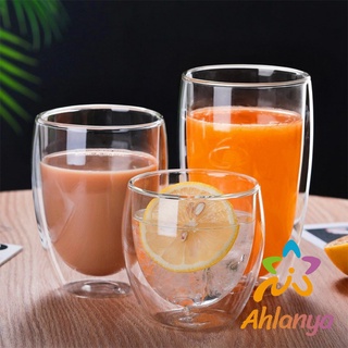 Ahlanya แก้วกาแฟ สไตล์ ญี่ปุ่น Double-layer glass