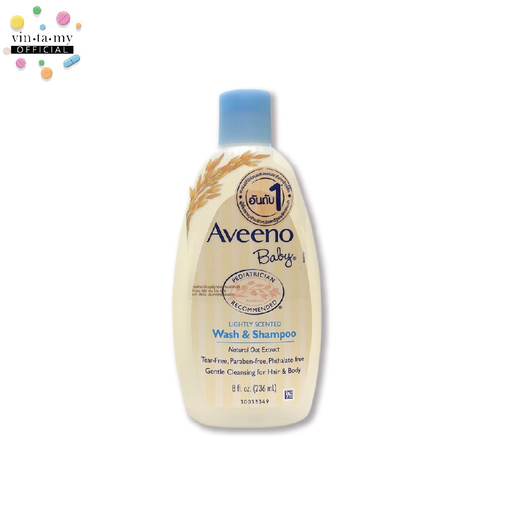 �]Aveeno(อาวีโน่) Baby wash &amp; shampoo ขนาด 8 ออนซ์ 236 ml. [EXP.06/2022]