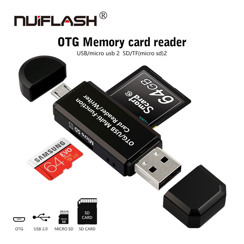 อะแดปเตอร์แปลง Micro USB OTG to USB 2.0 สามารถอ่านการ์ด SD/Micro SD สำหรับ สมาร์ทโฟน&พีซี