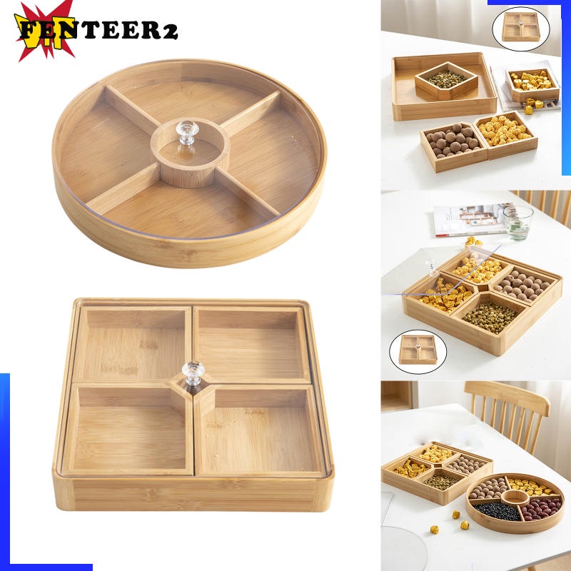 [Fenteer2 3c ] Divided Sectional Serving Tray Bamboo fenteer2.th