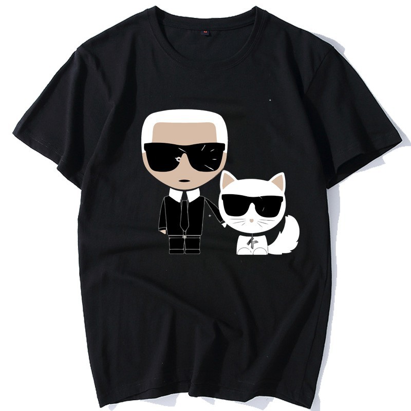 เสื้อยืดคอกลม ผ้าฝ้าย พิมพ์ลายกราฟฟิค Karl lagerfeld สีขาว สําหรับผู้ชาย
