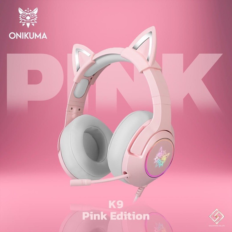 HEADSET (หูฟัง) ONIKUMA K9 (PINK) หูฟังสุดแสนน่ารักมาพร้อมหูแมว สินค้ารับประกันศูนย์ 2 ปี